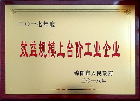 公司荣获“二〇一七年度效益规模上台阶工业企业”